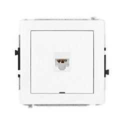 DECO Mechanizm gniazda komputerowego pojedynczego 1xRJ45, kat. 6A, 8-stykowy, bez pola opisowego, biały mat 25DGKBO-7