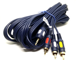 Kabel JACK 3.5 4pin - 3RCA 1.5m ŁEZKA (masa na 3 pinie)