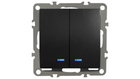 Quadra Włącznik Światła Podwójny Podświetlany Czarny