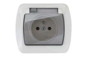 Simon Akord Gniazdo bryzgoszczelne z/u IP44 z klapką dymną beżowe AGZ1Be/12a