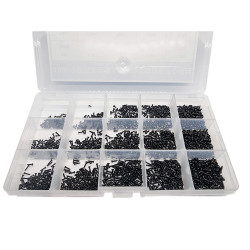 Zestaw 1800 szt wkrętów czarnych do tworzyw sztucznych