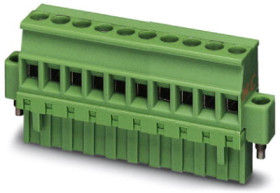 Socket header, 3 pole, pitch 5.08 mm, straight, green, 1912634