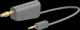 Measuring lead with (2 mm lamella plug, straight) to (4 mm lamella plug, straight), 0.07 m, gray, PVC, 0.5 mm², 64.1060-00728