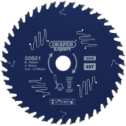 Draper Expert 32821 TCT C/Saw Blade-Wood-PTFE Coating 165x20mm 40T