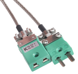 Kabel termopary/przewód przedłużający K dł. 2m 7/0,2mm -60 → +350 °C Włókno szklane 2-żyłowy Nieekranowany