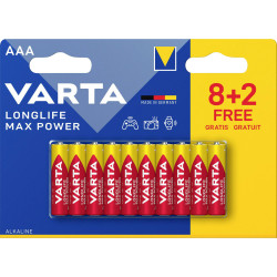 Varta 4703101410 Longlife Max Power AAA 10-Pack Premium Alkaline Batteries