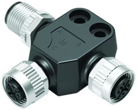 Adapter, 2 x M12 (5 pole, socket/plug) to M12 (5 pole, socket), T-shape, 79 5255 190 05