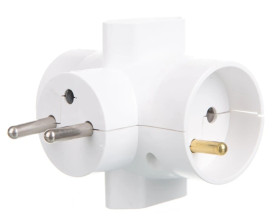 Rozgałeźnik wtyczkowy 2x2P+Z +2xEuro biały R-46