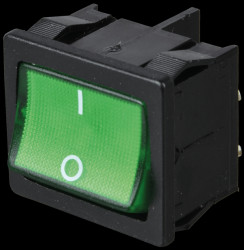 01805.7109-03 Rocker switch, 2-pin, OFF, green, illuminated