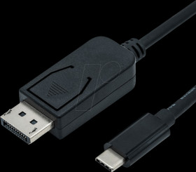 04.11.46 Cable, USB-C to DP, 4K 60 Hz, black, connectors 2 m