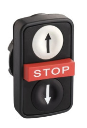 Przycisk biały kryty/czerw. wystający/czarny kryty trójklawiszowy O22 z ozn. ZB5AA71124