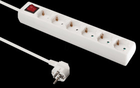Power Strip, 6-compartment switch, white, 3 M