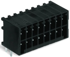 Pin header, 16 pole, pitch 3.5 mm, angled, black, 713-1428/105-000