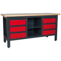 Sealey AP1905D Workstation with 6 Drawers &amp; Open Storage