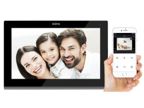 Monitor "EURA" VDA-08C5 czarny dotykowy LCD 7'' AHD WiFi pamięć obrazów SD 128GB rozbudowa do 6 Monitorów 2 stacji bramowych i 2