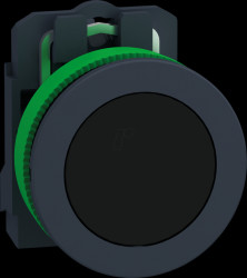 XB5FA21 Push button, complete, flush, black, 30mm, 1S, IP69K