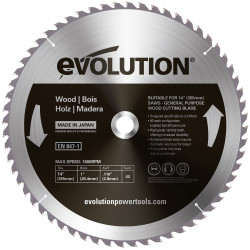 Evolution GW355TCT-60 Wood Cutting Circular Saw Blade 355 x 2.8 x 25.4mm x 60T