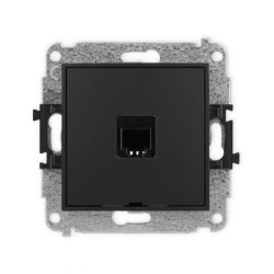 ICON Mechanizm gniazda telefonicznego pojedynczego 1xRJ11, 4-stykowy, beznarzędziowe, bez pola opisowego czarny mat 12IGTBO-1