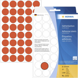 Herma 2252 Sticky dots Ø 19mm Red 1280 pc(s) Permanent adhesive Paper