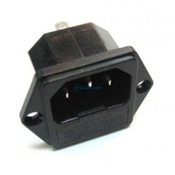 gniazdo zasilające IEC do obudowy męskie z bezpiecznikiem przykręcane