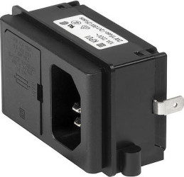 Combination element plug C14, 3 pole, screw mounting, PCB connection, black, KP01.1352.01