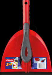 698709 VILEDA 2-in-1 dustpan and brush set, red, plastic