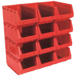Sealey TPS412R Plastic Storage Bin 209 x 356 x 164mm - Red Pack of 12