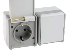 Gniazdo wtykowe Typ F - niemieckie Schuko natynkowe Siemens ścieżki: podwójne 16A Bezśrubowe