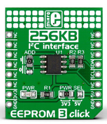 Zestaw badawczo-rozwojowe – pamięci, EEPROM3 click, AT24CM02, rodzaj: Płyta rozwojowa, EEPROM, do użytku z: MikroBUS
