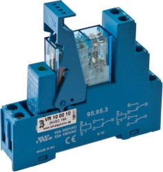 Przekaźnik kołyskowy z podstawą, 79x75x15mm, 1 zestyk przełączny, 16A, 24V DC, -40-70C, VR100010