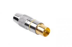 Wtyk antenowy srebrny metal