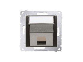 SIMON 54 Pokrywa gniazdo teleinformatyczne antracyt na Keystone skośna pojedynczym z polem opisowym DKP1S.01/48 KONTAKT SIMON