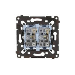 Simon 55 Przycisk podwójny zwierny z osobnym podświetleniem klawiszy (mechanizm) 10 AX, 250 V, szybkozłącza, czarna rama SP2L2MR