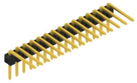 Pin header, 15 pole, pitch 2.54 mm, angled, black, 10056182