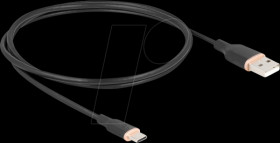 81226 USB 2.0 cable, A plug &gt; C plug, silicone, black, 1.0 m