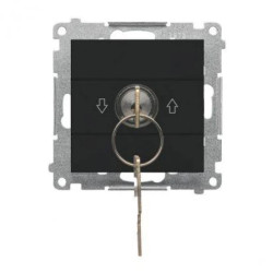 Simon 55 Łącznik na kluczyk roletowy chwilowy – przycisk (moduł) 3 pozycyjny I-0-II” 2 styki N/O, 5 A Czarny mat TPZK.01/149