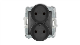 Mini Gniazdo Podwójne B/U Z Przesłonami Grafitowy 11Mgpr-2P
