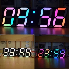 Wysokojasnośćowa dioda LED dużej wielkości czcionka RGB tęczowe kolory Stół na biurko moduł zegara DIY dekoracja ścienna zegara
