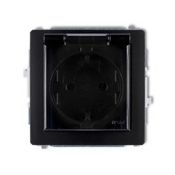 DECO Gniazdo bryzgoszczelne z/u SCHUKO (klapka dymna) czarny mat 12DGPB-1sdp