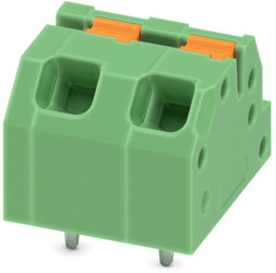 PCB terminal, 2 pole, pitch 5 mm, AWG 24-16, 16 A, spring-clamp connection, green, 1862275