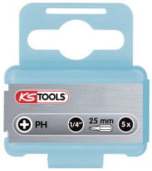 Bit krzyżakowy PH 3 KS Tools 910.2207 9102207 stal nierdzewna V2A odporny na rdzę C 6.3 5 szt.