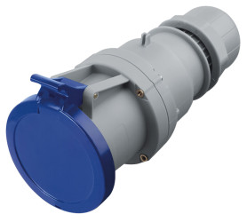 Złącze przemysłowe - zasilające 63A Gniazdo 230 V 2P + E Żeński Scame Niebieski Montaż na kablu IP44