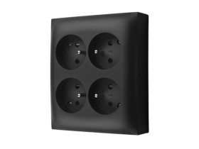 SIMON AQUACLICK Gniazdo poczwórne z uziemieniem z przesłonami zaciski śrubowe IP20 czarny ACGZN4Z/49 KONTAKT SIMON