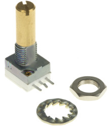 Potencjometr 1kΩ typ Obrotowy Vishay średnica wału 6 mm 0.1W długość wału 20mm Montaż panelowy, Przewlekany
