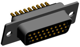Złącze D-Sub 26-pinowe Żeński Kątowe Montaż wtykowy raster 2.286mm Złoto