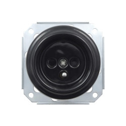 Gniazdo elektryczne ceramiczne okrągłe bez ramki, montaż podtynkowy, kolor czarny Ceramic Loft