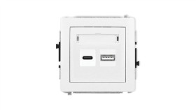 Deco Mechanizm Ładowarki Usb Podwójnej Usb C + Usb A, 20W Max., Biały Dcusb-8