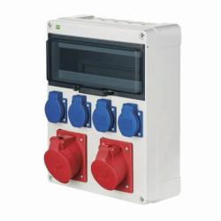 RS rozdzielnica siłowa 13-modułów wyłącznik 0/1 2X2P+Z, 3P+N+Z 16A, 3P+N+Z 32A natynkowa IP44 6210-16