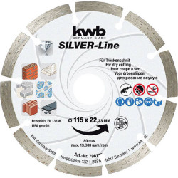 kwb 796570 Diamond Cutting Disc 125mm dia 22mm bore 1pc 80m/s speed