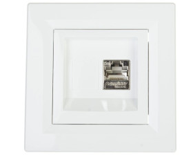 Gniazdo komputerowe Asfora pojedyncze RJ45 kat.5e ekranowane białe z ramką EPH5000121